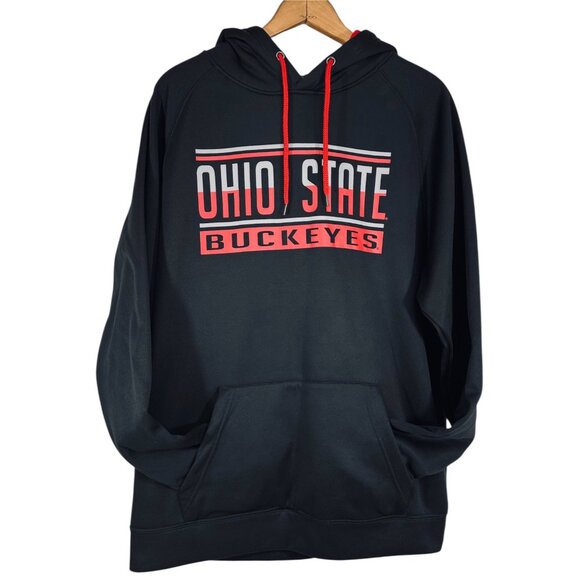 Ohio State Buckeyes Black Hoodie Sweatshirt L Colosseum 100% Polyester Mens - Picture 1 of 8